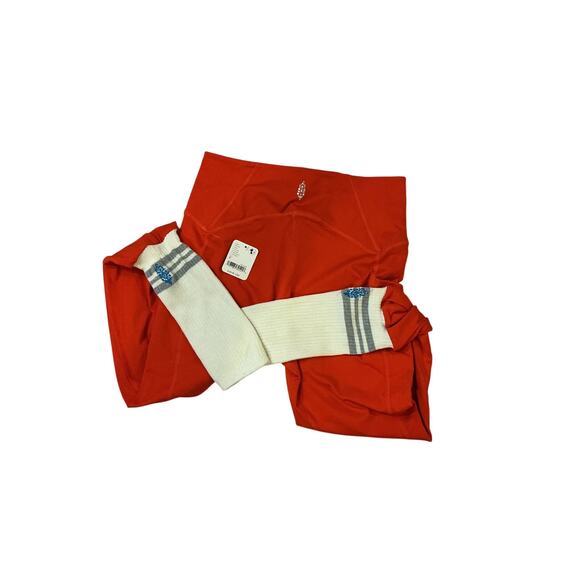 Free People Pants - Free People Movement orange High-Rise 7/8 Leggings Sock Cuffs Size S NewWTags